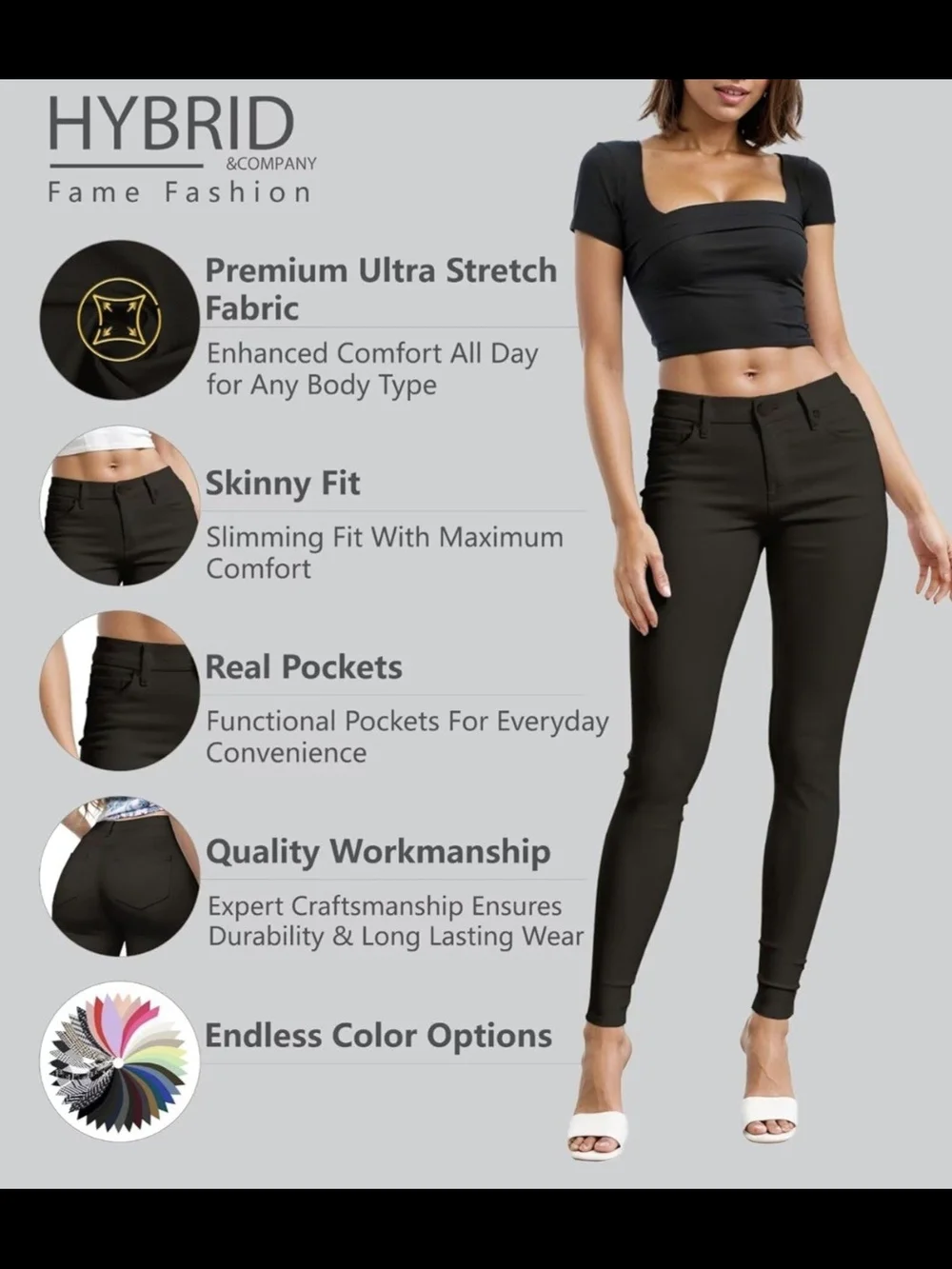 Black High-Waist Skinny Pants - Picture 4 of 8
